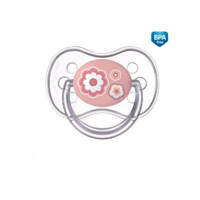 CANPOL Силиконова залъгалка със симетрична форма Newborn Baby (6-18м.) - розова