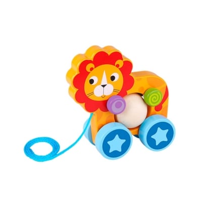 TOOKY TOY Дървенa количка за дърпане Lion