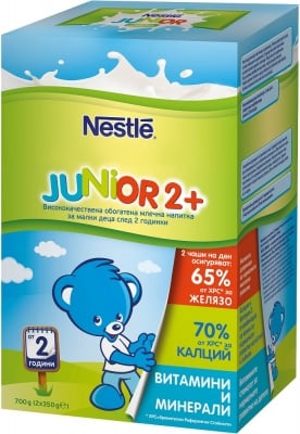 NESTLE JUNIOR 2+ Млечна напитка с натурален вкус 2x350гр.