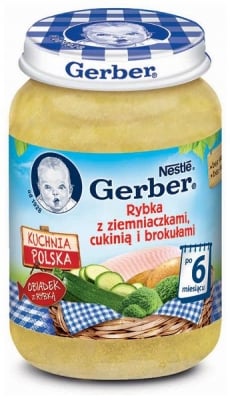 GERBЕR Пюре Риба с картофи,тиквички и броколи 190гр.