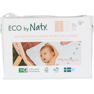 NATY Еко пелени 1 Nature Babycare размер (2-5 кг.) 25 броя