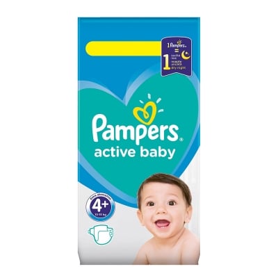 PAMPERS Active Baby 4+ Пелени (10-15кг.) 53 броя