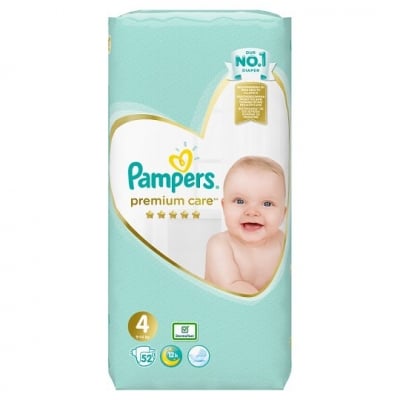 PAMPERS PREMIUM CARE 4 Пелени (8-14кг.) 52 броя