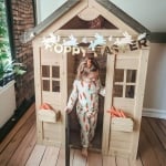 GINGER HOME Детска дървена къща за игра на открито в двора и градината - 140 х 112 x 108 см.