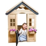 GINGER HOME Детска дървена къща за игра на открито в двора и градината - 140 х 112 x 108 см.